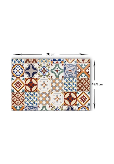Decorita Çini Desen | Cam Ocak Arkası Koruyucu | 49,5cm x 76cm