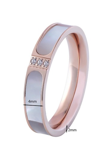 Gül Altın Yeni Stil En Kaliteli Iki Renk Kakma Kabukları Ve Kristal Yüzük Marka Kadın Alyanslar Lüks Takı Kadın Nişan Bandı 7