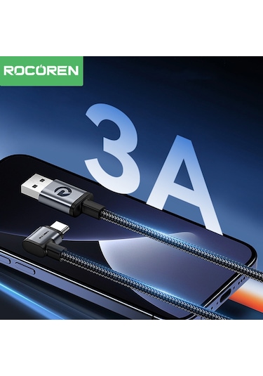Rocoren Usb-a To Type-c 90 3a Hızlı Şarj Ve Data Kablosu 50 Cm