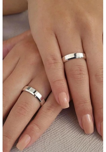 4mm Yanı Kesik Gümüş Klasik Alyans Söz Nişan Yüzüğü Wr89