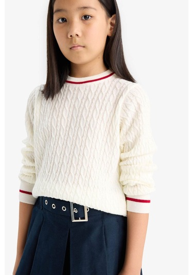 Defacto 26k801002078 Ekru Kız Çocuk Kazak E7740a8/er233 Ekru