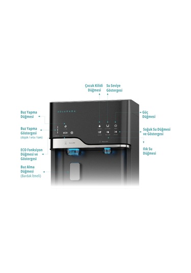 Aquamara - Dokunmatik Kontrollü Beyaz Su Sebili Buz Makineli