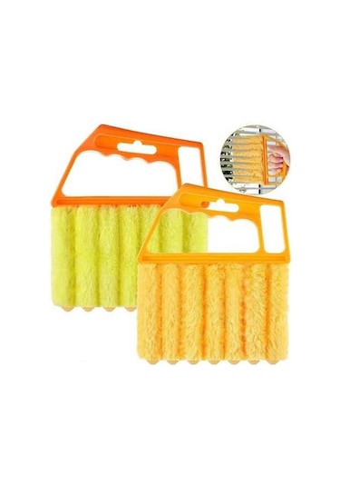 Tongxida 7 Parmaklı Pencere Temizleme Fırça - Pp Kollu Derin Temizleyici 2 Adet, Turuncu Ve Sarı