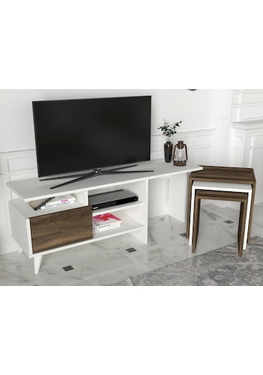 Dekorister Nature Tv Ünitesi Beyaz-Ceviz