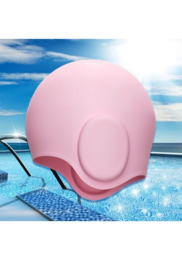 Suntek Kulak Koruma Uzun Saçlı Yüzme Şapkası Yüksek Pembe