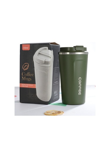 Çift Paslanmaz Çelik 304 Kahve Kupa Araç Termos Kupa Seyahat Termo Kupası 510ml Siyah