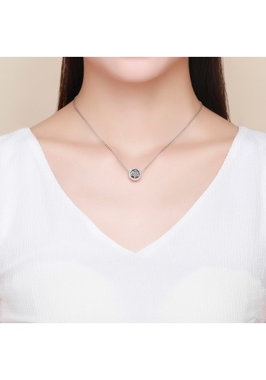 Fastbuy Hayat Ağacı Boncuklu S925 Ayar Gümüş Elmas Kolye, Çok Renkli Boncuk Zinciri Aksesuar Çok Renkli