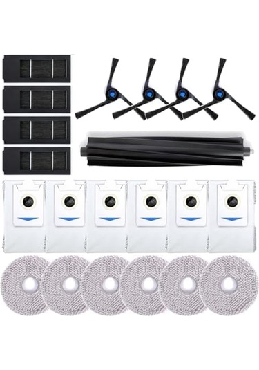 Xurunkeji Ecovacs Deebot X2 Omni Yedek Parçaları İçin Uyumlu Aksesuar Seti Ana Fırça, Yan Fırçalar, Filtreler, Paspaslar, Toz Torbaları