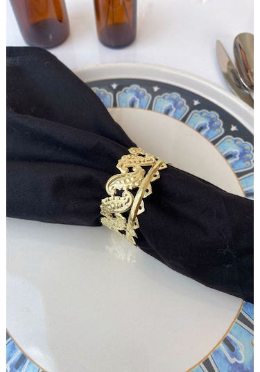 6 Adet Gold Casablanca Luxury Metal Peçete Halkası