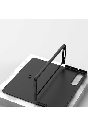 Samsung Uyumlu Galaxy Z Fold 3 Kılıf Kalem Bölmeli Droga Kılıf Siyah
