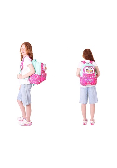 Kaukko Kız Çocuk 3d Flamingo Şekilli Kırmızı Yeşil Okul Sırt Çantası Ve Isı Yalıtımlı Beslenme Çantası Seti Kırmızı - Yeşil