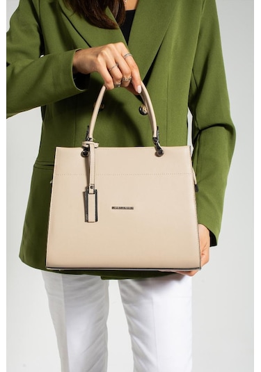 Kadın Omuz Çantası 30 25 Cm Kutu Model Çapraz Askılı Postacı Çanta Mega Çanta Business Kol Çantası Krem