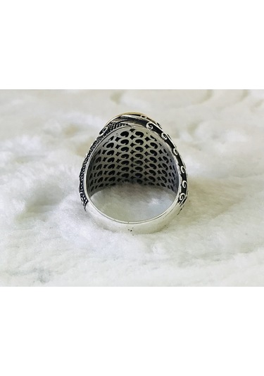 Siyah Taş Içinde Elif Harfi Yazılı 925 Ayar Erkek Gümüş Yüzük