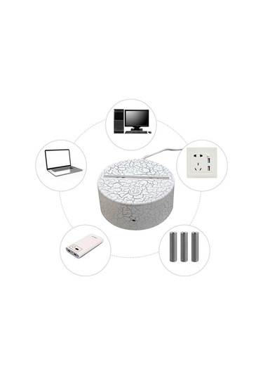 Suntek Led 3d Lamba Tabanı Usb Gece Lambası Tutucu Beyaz-krank Beyaz Krank Diğer