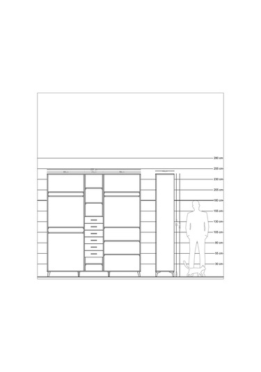 Hyperion Dolap 10 Raflı 6 Çekmeceli 3 Askılı 220x44x243 Antrasit-antrasit/antrasit Antrasıt/antrasıt