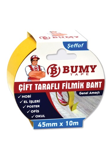 Çift Taraflı Filmik Bant 45mm X 10mt Şeffaf
