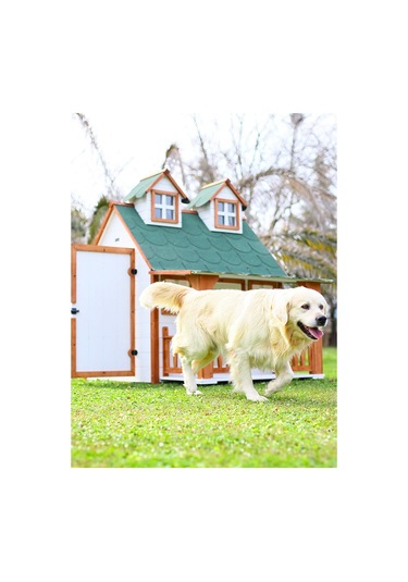 Mandu Ultra Lüks Ahşap Evi Köpek Kulübesi 120 x 132 x 103 CM