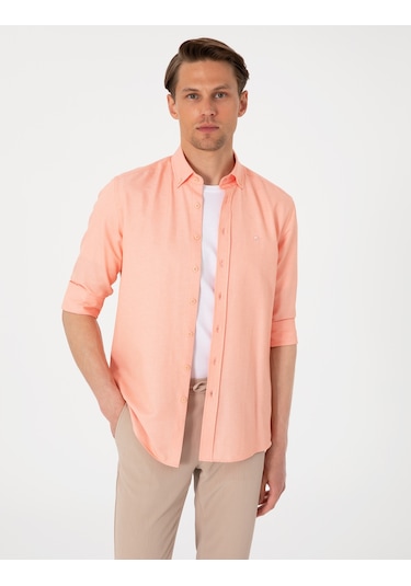 Pierre Cardin Erkek Mercan Gömlek Desenli 50306996-vr186 Mercan