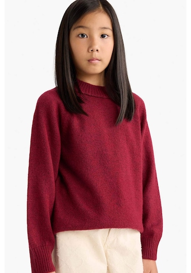 Defacto Kız Çocuk Bisiklet Yaka Triko Kazak F2755a825wnbr205 Bordo