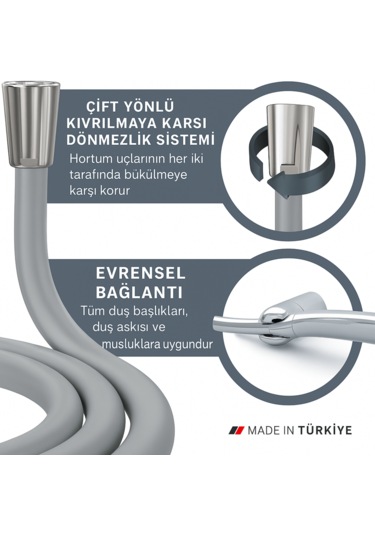 Dayanıklı Gri Silikon Duş Hortumu Kırılma Karşıtı, Esnek, Sızdı