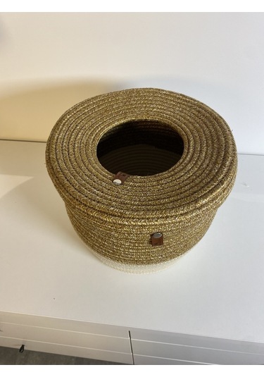 Patrick Jüt Hasır Görünümlü Çöp Kovası, Dekoratif Sepet, Kağıt Çöpü Sepeti Hasır