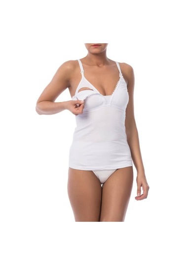 Kadın Beyaz Pamuk Emzirme Atleti 3050 001