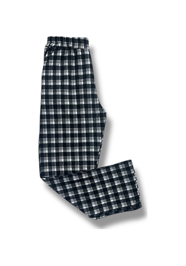 Cepli Ipeksi Dokulu Süet Pijama Alt Unisex Siyah Beyaz