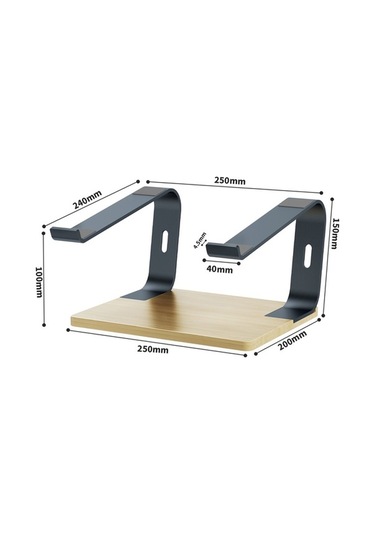 Ebitda Alüminyum + Ahşap G1 Dizüstü Standı - Gri, 25x20cm, 17,3 Laptoplar İçin Isı Dağıtımı Ve Yükseltme Braketi