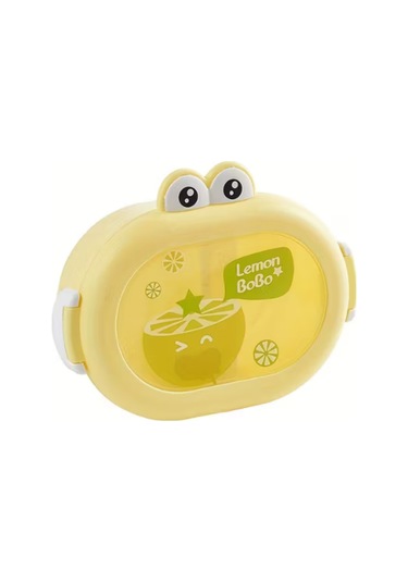 Karikatür Öğle Yemeği Kutusu, Okulda Gençler Ve Çocuklar İçin Taşınabilir 2 Bölmeli Saklama Kabı Sarı