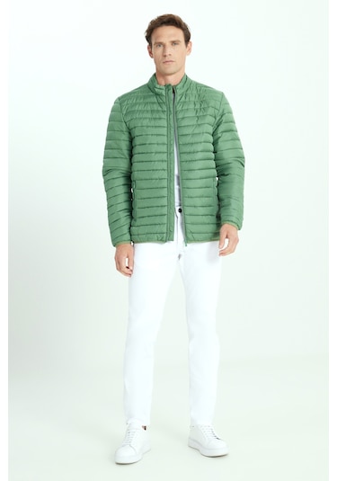 AC&Co / Altınyıldız Classics Erkek Yeşil Sıcak Tutan Standart Fit Normal Kesim Dik Yaka Yan Cepli Mont YESIL Yeşil