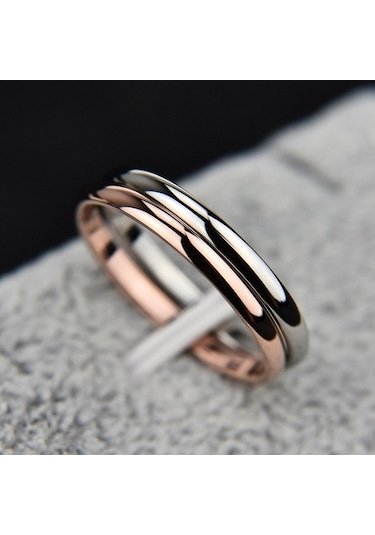 Fastbuy Kadın Paslanmaz Çelik Titanyum Yüzük, Boy: 8, Gümüş Renk, Styilli Takı Gümüş