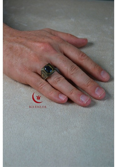 Erkek Siyah Taşlı Metal Yüzük/uzun Ömürlü Şık Tasarım 40'lı Kutu Standart