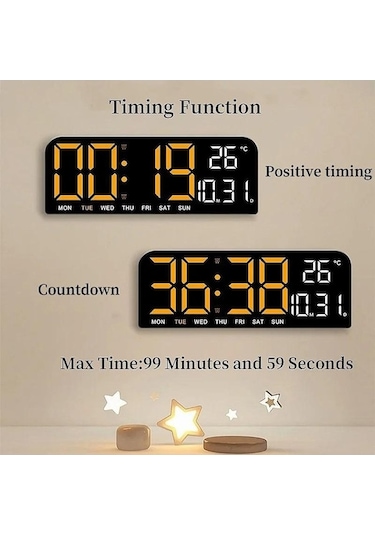 Tenfowee Renkli Led Dijital Alarm Saat - Sıcaklık, Tarih, Hafta Günü Gösterimi, Güneş Işığı Sensörlü, 12/24 Saat Formatı, Ev Ofis Kullanıma Uygun Turuncu Yeşil