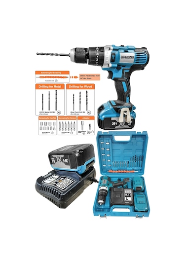 Bulldozer 36V 5Ah Çift Akülü Matkap + 3000 W Kırıcı Delici + 1600 W Devirli Avuç Taşlama