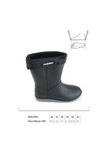 Gezer 00622 Kız Çocuk Termal Astarlı Su Yağmur Geçirmez Çizme Siyah
