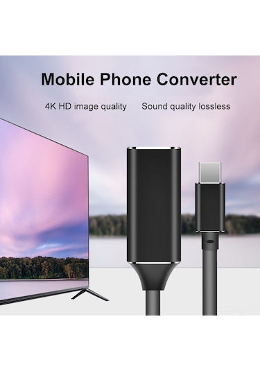Dofolink Usb Type-c'den Hd'ye Dönüştürücü, 4k 30hz Ekran Yansıtma, Siyah, Hızlı Tak Ve Kullanın, Bilgisayar/smartphone Uyumlu