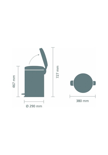 Brabantia Çöp Kutusu 20 Litre Newicon Pedallı Mat Siyah 114106 Siyah