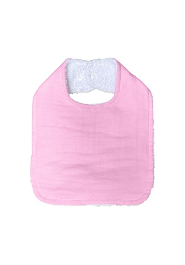 Pamuklu Sıvı Geçirmez Mama Önlüğü Bürümcük-havlu Çift Yönlü P-b Beyaz - Pembe