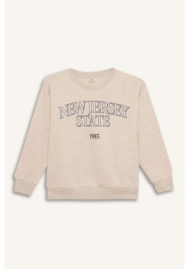 DeFacto Erkek Çocuk Bisiklet Yaka Baskılı Sweatshirt D6210A824CWBG277 DeFacto Erkek Çocuk Bisiklet Yaka Baskılı Sweatshirt D6210A824CWBG277