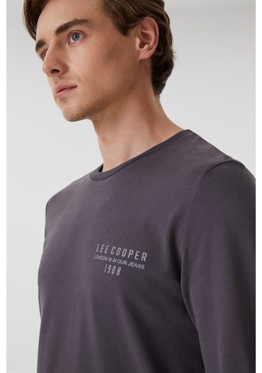 Lee Cooper Renzo Erkek O Yaka Uzun Kol T-Shirt Antrasit-15358 Antrasit