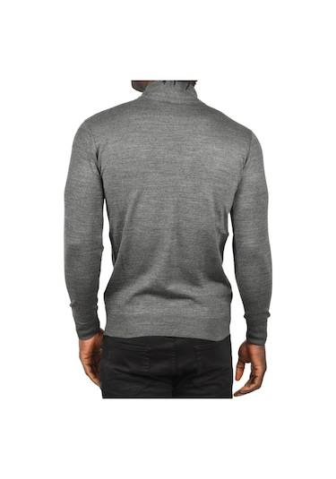 Deepsea Erkek Füme Dar Kesim Baklava Desenli Yarım Boğazlı Yaka Triko Yarım Balıkçı Yaka Kazak 2505506 Füme