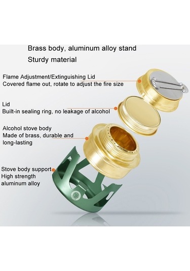 Prestigegoods Stur Y2218 Açık Hava Hafif Alüminyum Taşınabilir Alkol Ocakları Bronz Kahverengi 9.5x6.5 Cm Kahverengi