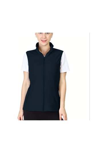 Userfriendly11 Lacivert Kadın Kolsuz Polar Yelek, Rüzgar Geçirmez Fermuarlı Hafif Dış Giyim Lacivert