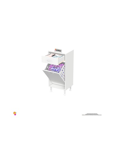 Modilayn Melis 45x88x32,5 Cm Çekmeceli Çamaşır Sepetli Banyo Dolabı Beyaz