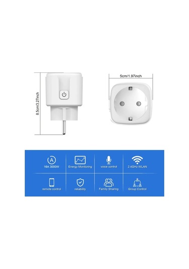 Motion003 Alexa Ses Kontrolü 16a Ab Akıllı Fiş Wi-fi 16a Enerji Ölçüm 110v/220v Oyun Bil