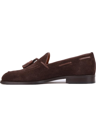 Shoetyle - Kahverengi Süet Deri Püsküllü Erkek Klasik Ayakkabı 250-7951-840-kahverengi