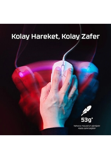 Hyperx 6n0a8aa Pulsefire Haste 2 Beyaz Kablolu Oyuncu Mouse 6n0a8aa Pulsefire Haste 2