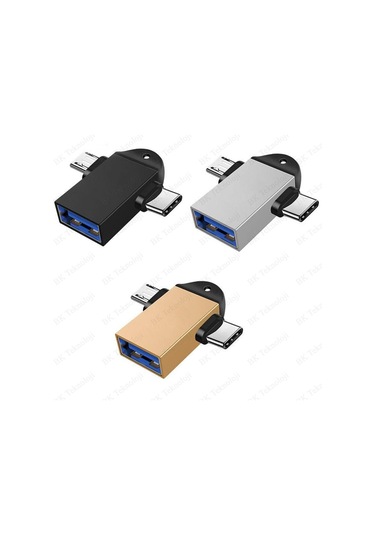 2 In 1 Usb Dişi To Micro Usb + Type-C Otg Adaptör