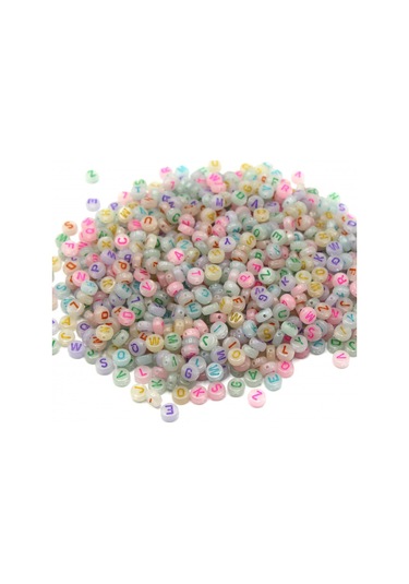 Karanlıkta Parlayan Harf Boncuk Elips 6 Mm Renkli 250 Gr