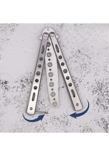 Buffer Gri Katlanabilir Paslanmaz Çelik Kelebek Bıçak Tarak Sakal Bıyık Fırçası Profesyonel Saç Kesimi İçin Tarak